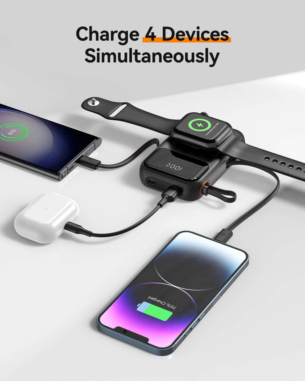 ‌KUULAA 10000mAh 22.5W Power Bank PD3.0 QC3.0 with Cable for iPhone 16/15/14 Pro Max Samsung S24/Xiaomi/Huawei Portable Charger