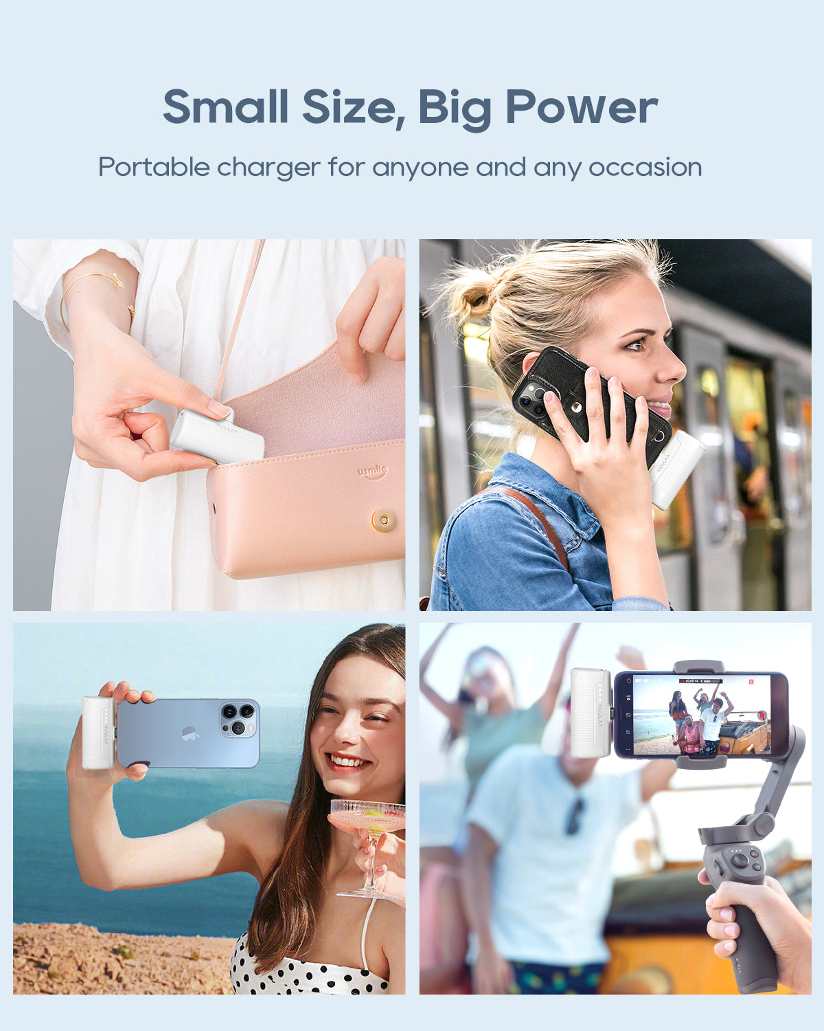 KUULAA Mini Power Bank 4500mAh - Portable Charger for iPhone 16 15 14 13 Pro Max & Samsung/Xiaomi - External Battery PowerBank