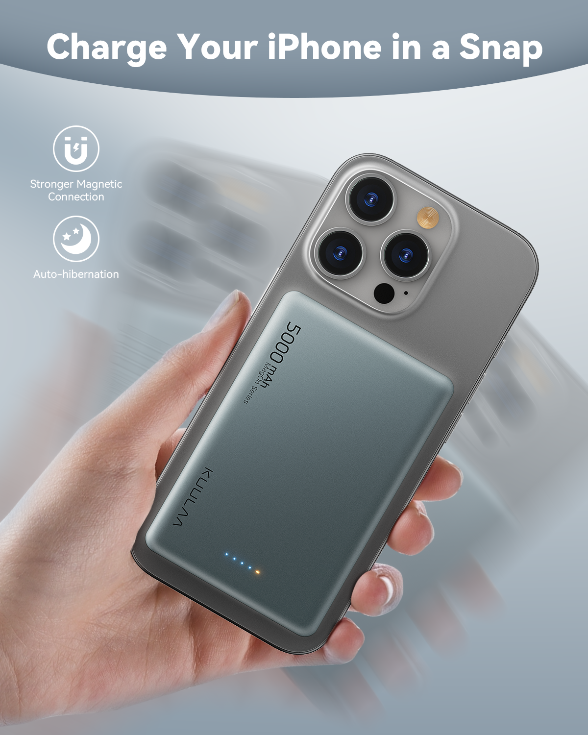 KUULAA 5000mAh Magsafe Power Bank Magnetic Wireless Phone Charger 20W Fast Charging External Battery For iPhone 15 14 PowerBank