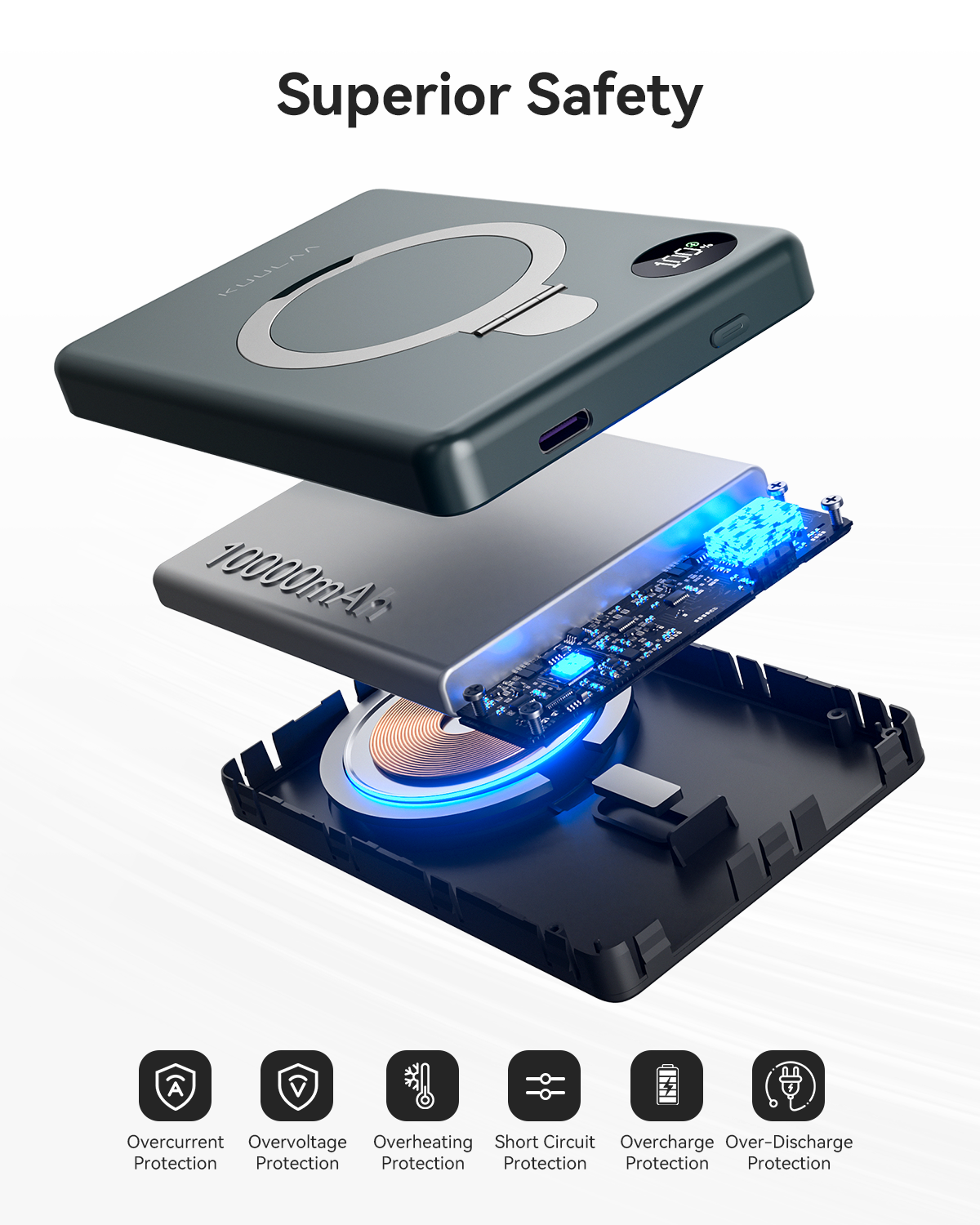 KUULAA Magsafe Power Bank Magnetic Battery with Stand External Battery Wireless Charging For iPhone 16 15 14 Powerbank 10000mAh